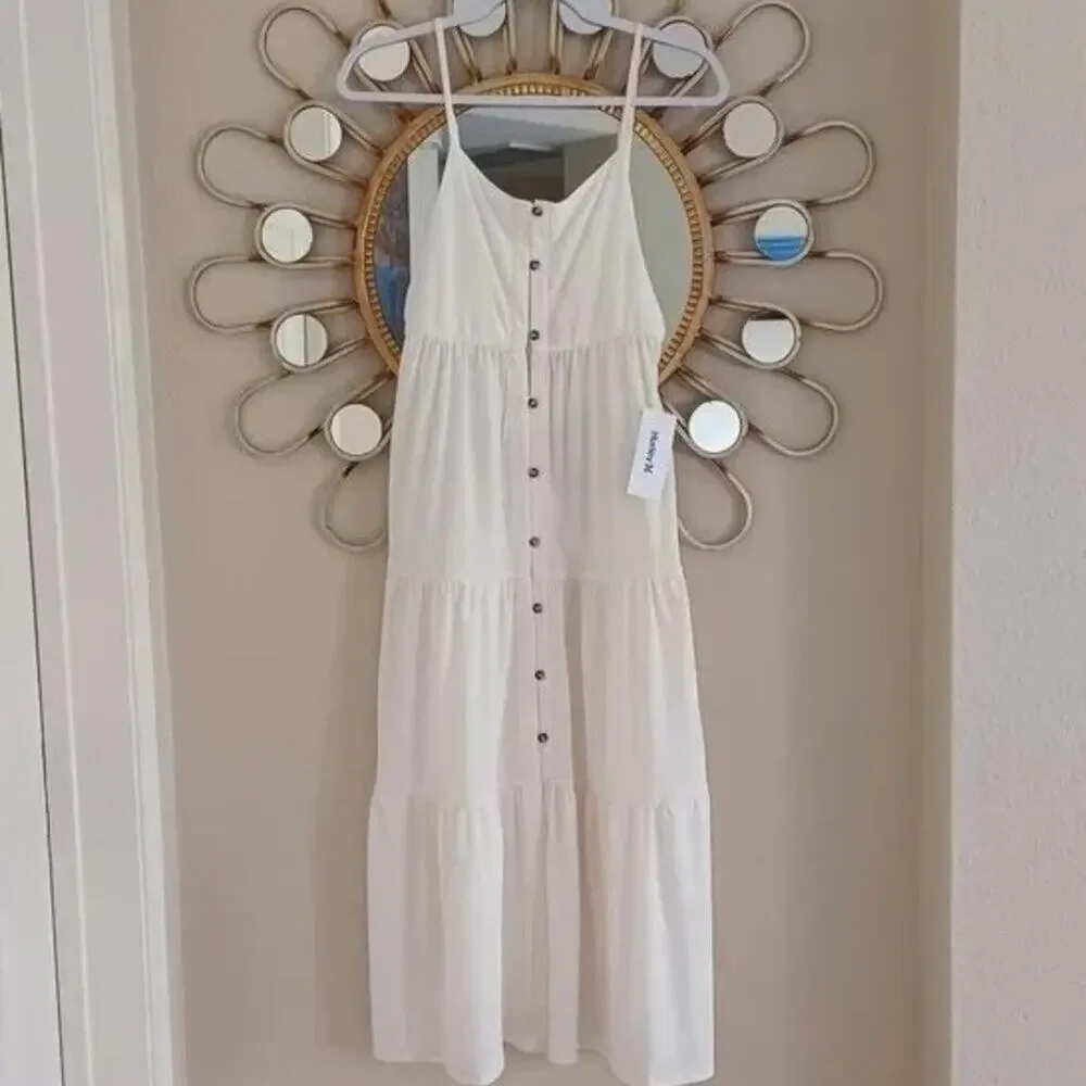 Hurley Boho Breeze Off White Midi Dress Surf Style XS/S NWT
